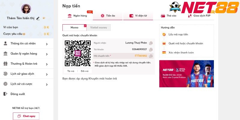 Nạp tiền qua ví điện tử